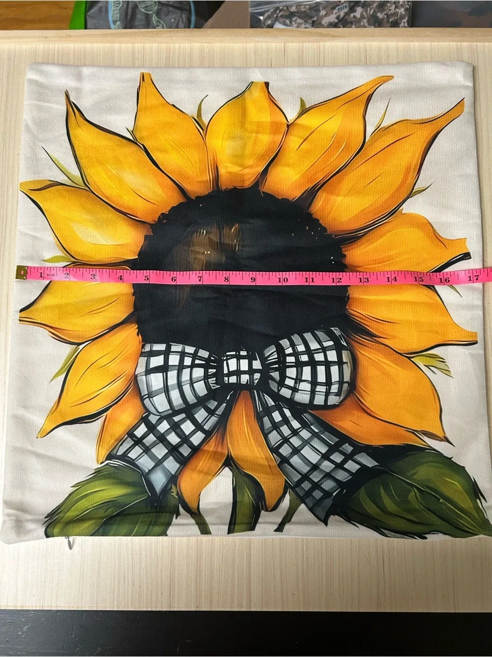 Set of 4 Sunflower Throw Pillow Covers 18x18 Farmhouse Buffalo Plaid Fall Decor